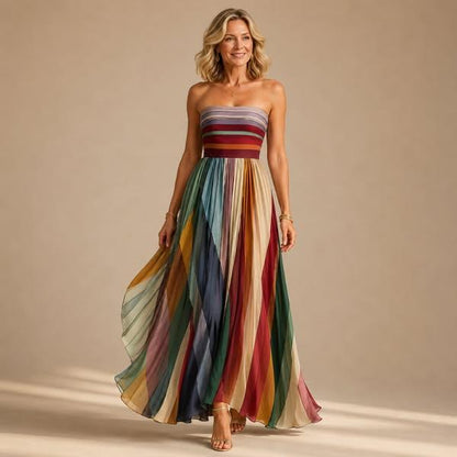 Robe Maxi Plissée d’été "Éclat d’Été"