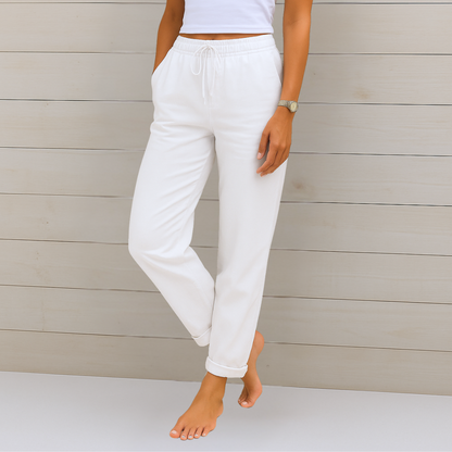 Nivara – Pantalons en lin à taille élastique