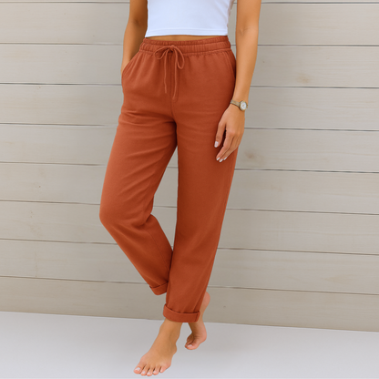 Nivara – Pantalons en lin à taille élastique