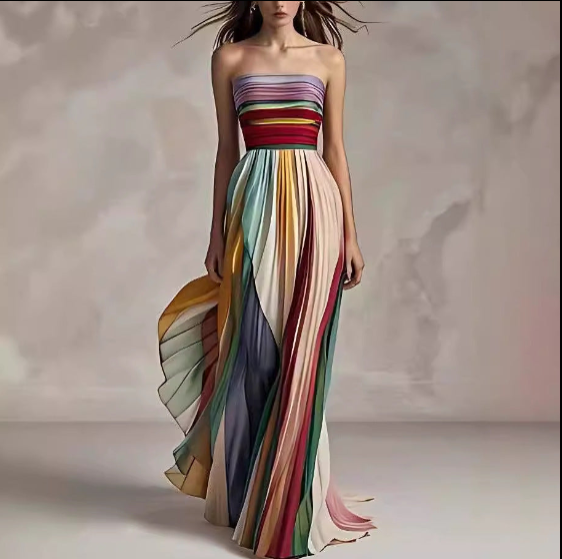 Robe Maxi Plissée d’été "Éclat d’Été"
