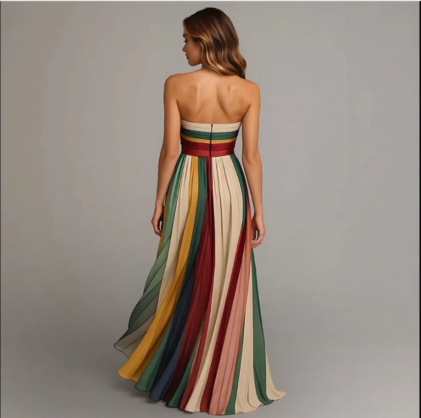 Robe Maxi Plissée d’été "Éclat d’Été"
