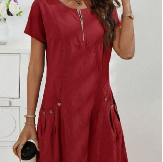 Robe Casual d'Été à Zip et Poches