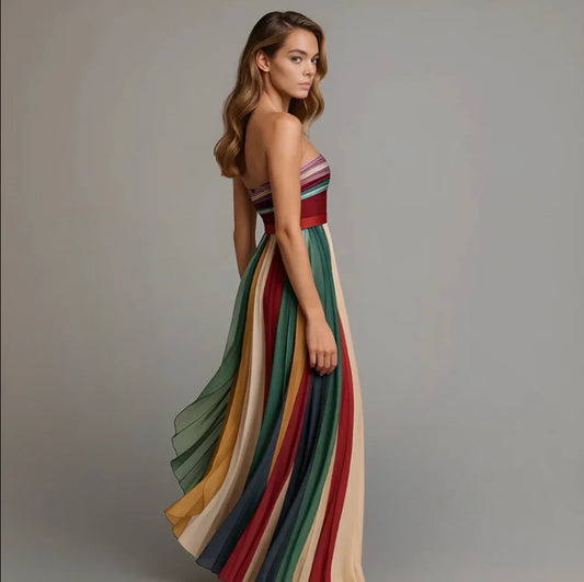 Robe Maxi Plissée d’été "Éclat d’Été"